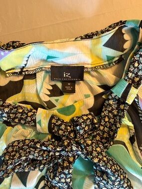 IZ Byer California Mint Green Floral Tie-Waist Dress